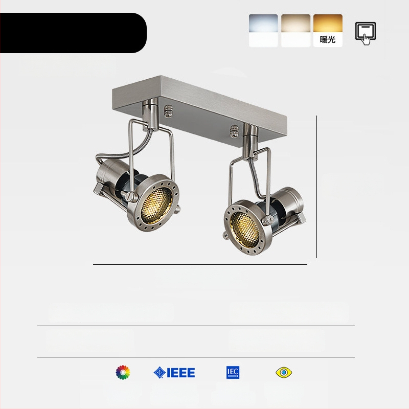 Ipari stílusú felületre szerelt LED spotok, Bauhaus retro fém állítható világítás kávézók és ruházati üzletek számára.