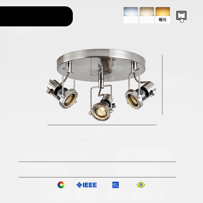 Ipari stílusú felületre szerelt LED spotok, Bauhaus retro fém állítható világítás kávézók és ruházati üzletek számára.