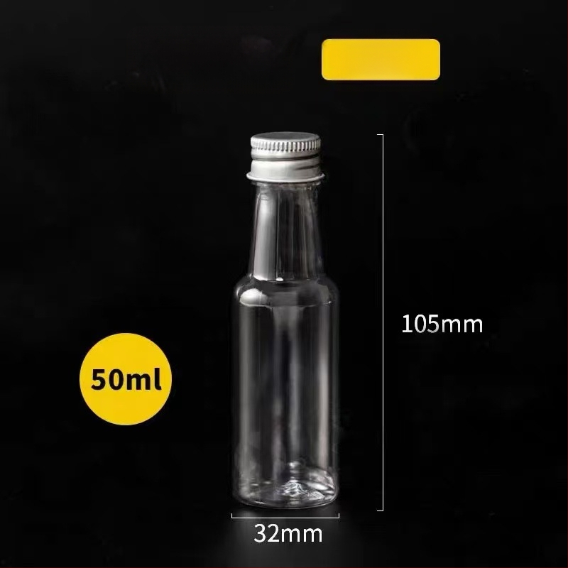 50 ml-es mini alkoholos üveg PET műanyagból, koktélhoz kis kapacitású üveg, kóstoló pohár, kreatív üveg