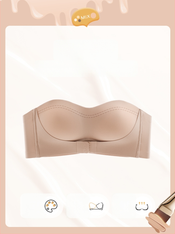Váll nélküli bandeau melltartó nőknek, csúszásmentes, push-up, láthatatlan, varrat nélküli, hátat formázó, expozíció elleni védelem, szexi