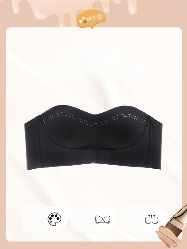 Váll nélküli bandeau melltartó nőknek, csúszásmentes, push-up, láthatatlan, varrat nélküli, hátat formázó, expozíció elleni védelem, szexi