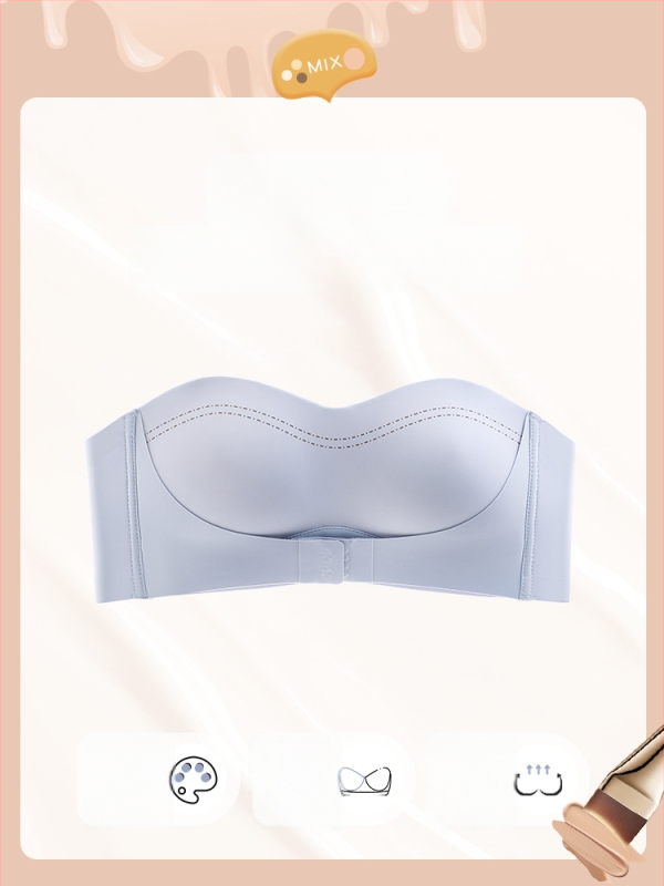 Váll nélküli bandeau melltartó nőknek, csúszásmentes, push-up, láthatatlan, varrat nélküli, hátat formázó, expozíció elleni védelem, szexi