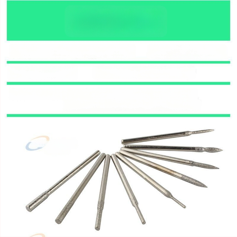 Gyémánt csiszolófejek, 30 darabos készlet zöld dobozban, 2,35/3,0 mm szárú, manikűrhöz