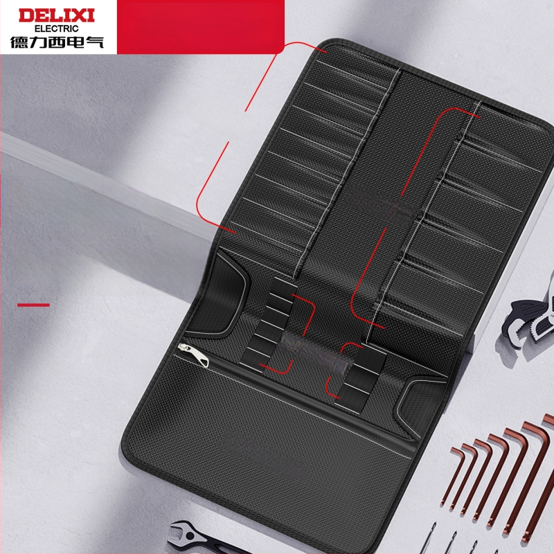 Delixi villanyszerelő eszköztáska – görgős, kompakt, sokoldalú szerszámtáska, zsebek kulcsok és fogók számára, kopásálló