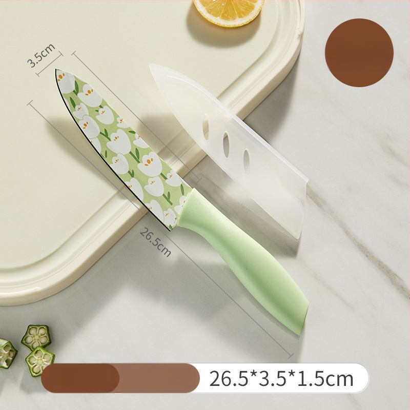 Set de cuțite bucătării Grass Bean cu imprimeu lalea — cuțit bucătărie, cuțit universal, cuțit pentru fructe și cuțit pentru feliat