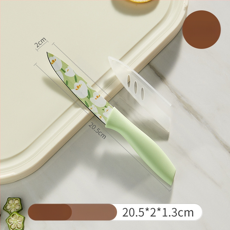 Set de cuțite bucătării Grass Bean cu imprimeu lalea — cuțit bucătărie, cuțit universal, cuțit pentru fructe și cuțit pentru feliat