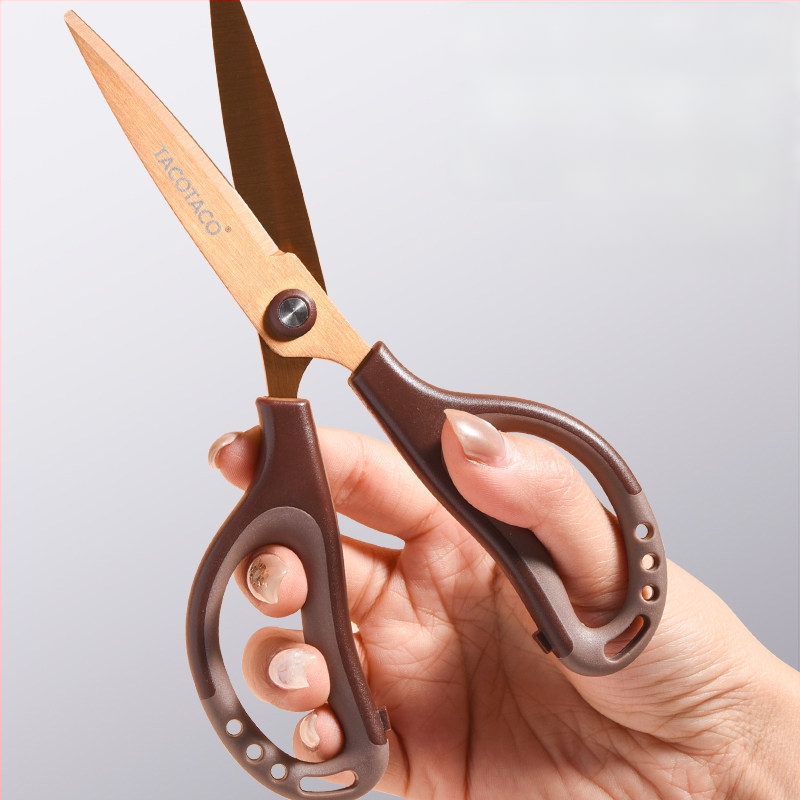 Foarfecă Tacotaco cu strat de titan și design 3D, economisește efortul, oțel inoxidabil, antiaderent, sigur pentru deschiderea coletelor, ascuțite și rezistente la uzură