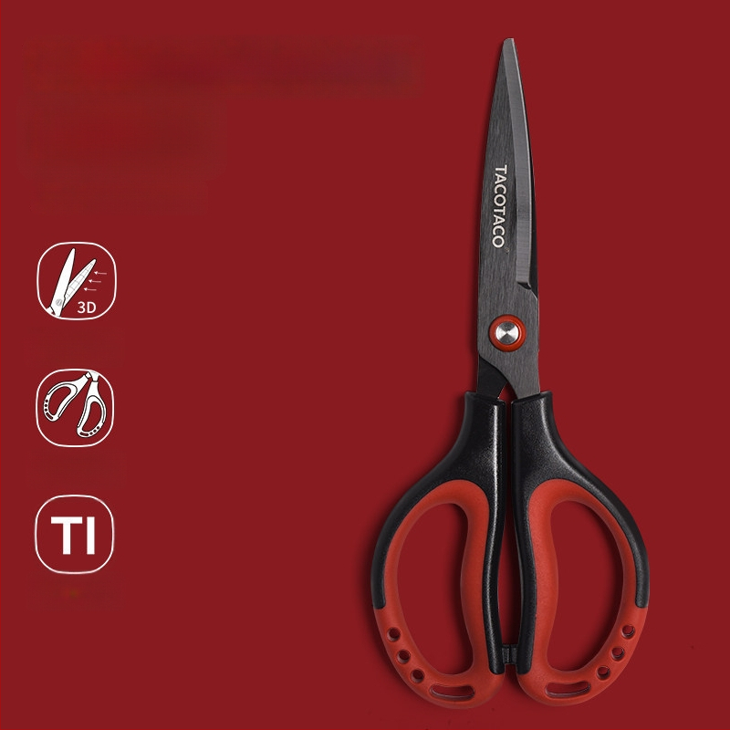 Foarfecă Tacotaco cu strat de titan și design 3D, economisește efortul, oțel inoxidabil, antiaderent, sigur pentru deschiderea coletelor, ascuțite și rezistente la uzură