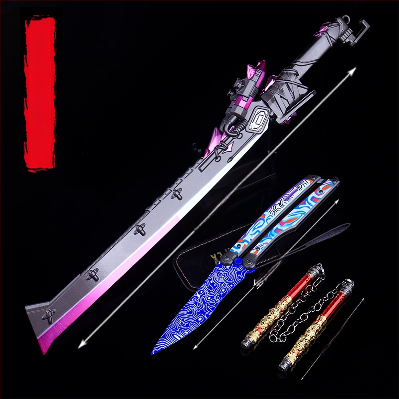 Nunchaku Shenlong metal mare, cuțit de flacură și Cold Front 26 – model decorativ din metal