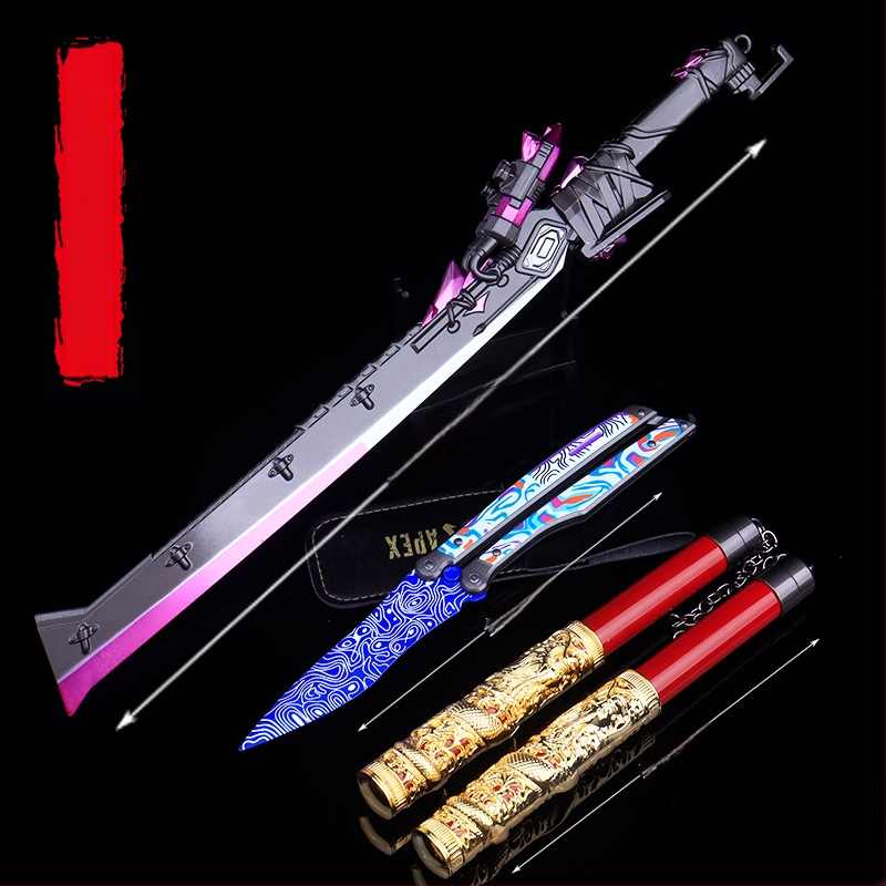 Nunchaku Shenlong metal mare, cuțit de flacură și Cold Front 26 – model decorativ din metal
