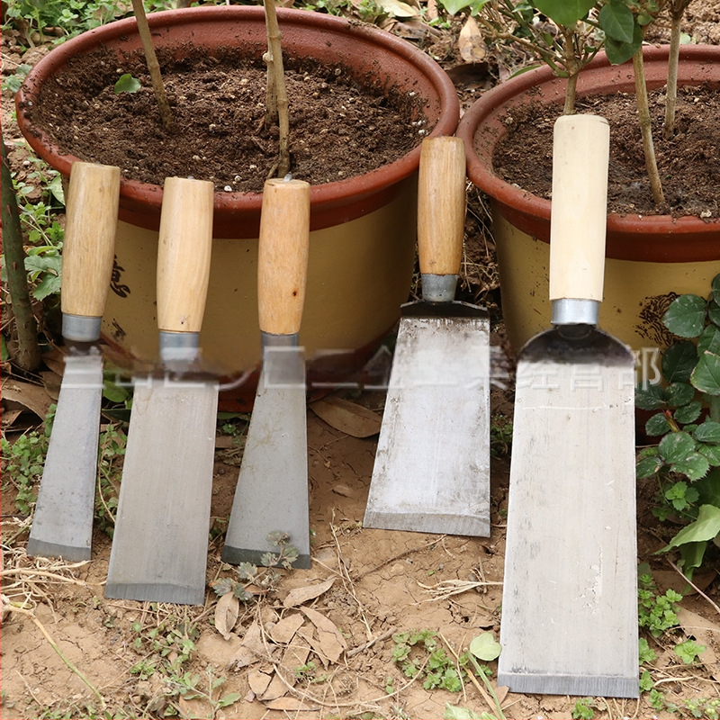 Lopată de grădină cu mâner din lemn, pentru săpat legume sălbatice, usturoi, plivit buruieni și plantarea florilor