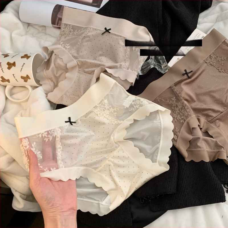 Lux ușor, mătase lucioasă, fără cusături, ice-silk dantelă cu buline, modal, antibacterian, crotch extins, talie medie-înaltă, slipuri pentru femei