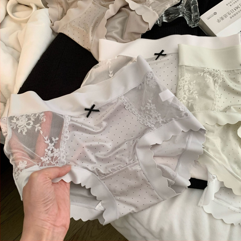 Lux ușor, mătase lucioasă, fără cusături, ice-silk dantelă cu buline, modal, antibacterian, crotch extins, talie medie-înaltă, slipuri pentru femei