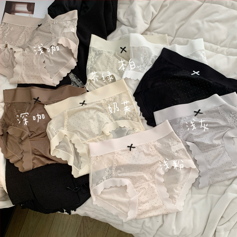 Lux ușor, mătase lucioasă, fără cusături, ice-silk dantelă cu buline, modal, antibacterian, crotch extins, talie medie-înaltă, slipuri pentru femei