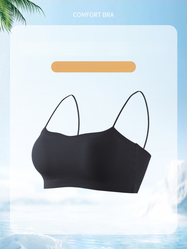 Sutien fără cusături pentru decolteu off-shoulder, bustieră-camisolă cu bretele subțiri pentru rochii