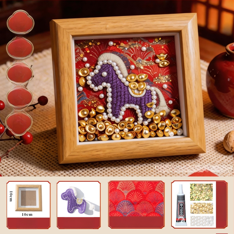 Kit DIY ramă foto din lemn, stil Chinezesc, lucrat manual, activitate pentru familie și team building