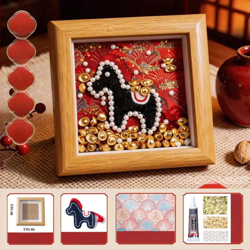 Kit DIY ramă foto din lemn, stil Chinezesc, lucrat manual, activitate pentru familie și team building