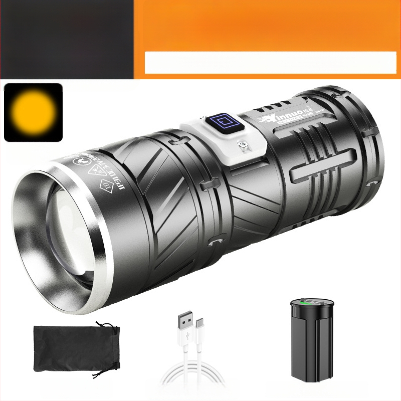 Fener LED Yinnuo pentru exterior - reîncărcabil, ultra-luminos, rază lungă peste 500 m, impermeabil, portabil, lanternă tactică de căutare