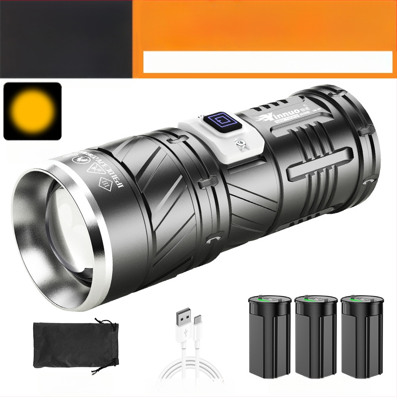 Fener LED Yinnuo pentru exterior - reîncărcabil, ultra-luminos, rază lungă peste 500 m, impermeabil, portabil, lanternă tactică de căutare