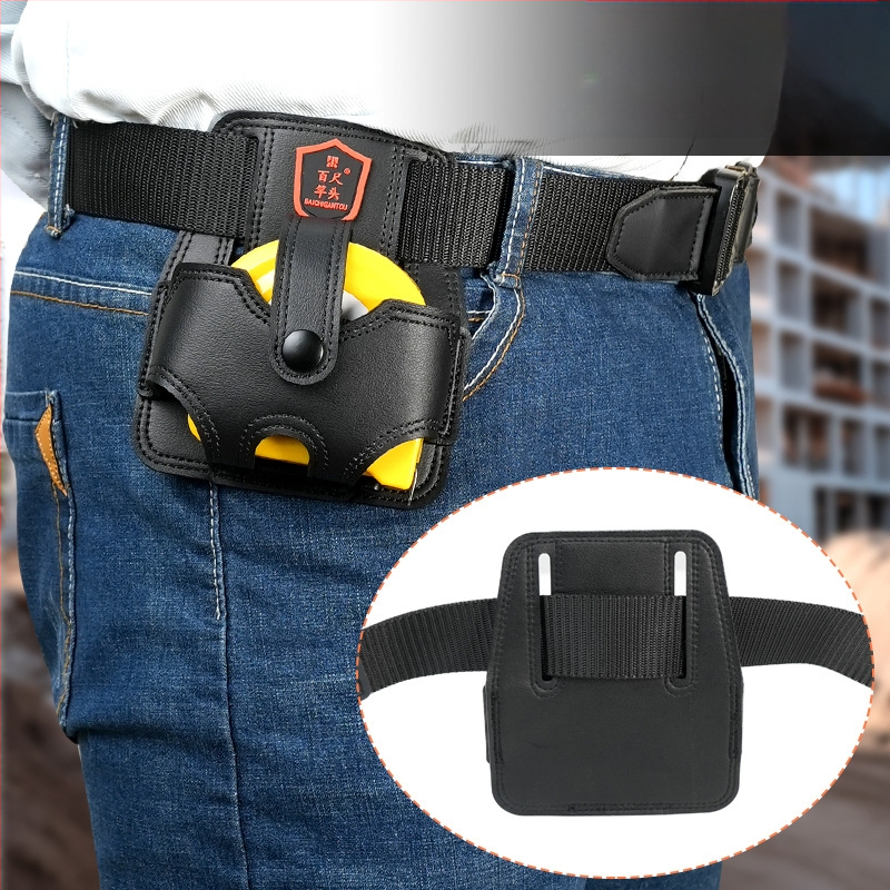 Geantă de talie pentru unelte cu bandă de măsură, piele microfibră, îngroșată, portabilă, compactă