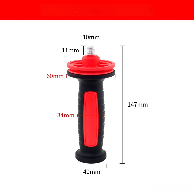 Mâner pentru polizor unghiular 100/125 mm, filetare M8/M10, mâner auxiliar din plastic, accesoriu pentru unelte electrice