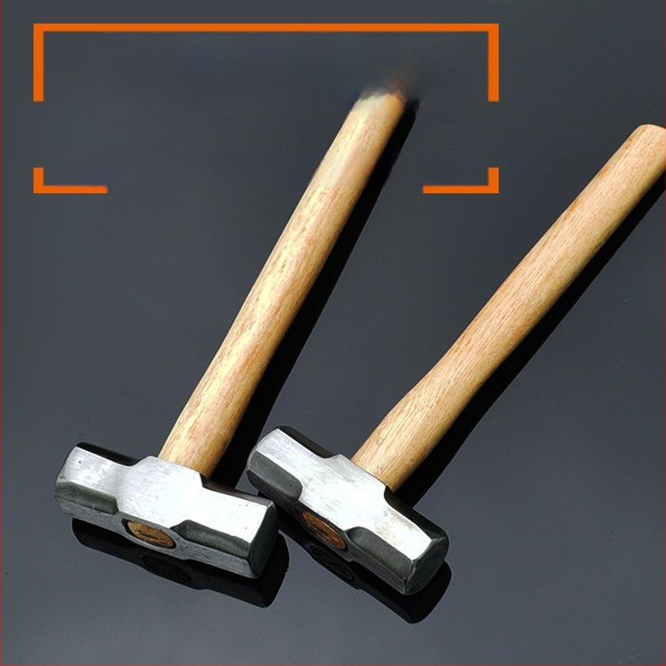 Ciocan octagonal din fier cu mâner din lemn, ciocan de construcții greu cu cap dublu