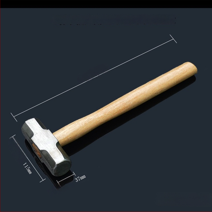 Ciocan octagonal din fier cu mâner din lemn, ciocan de construcții greu cu cap dublu