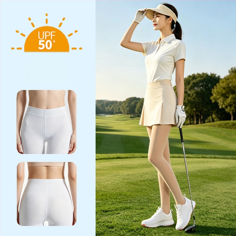 Șosete pantyhose de golf pentru exterior cu protecție solară UPF 50+, subțiri pentru vară, netezesc pielea, fără cusături