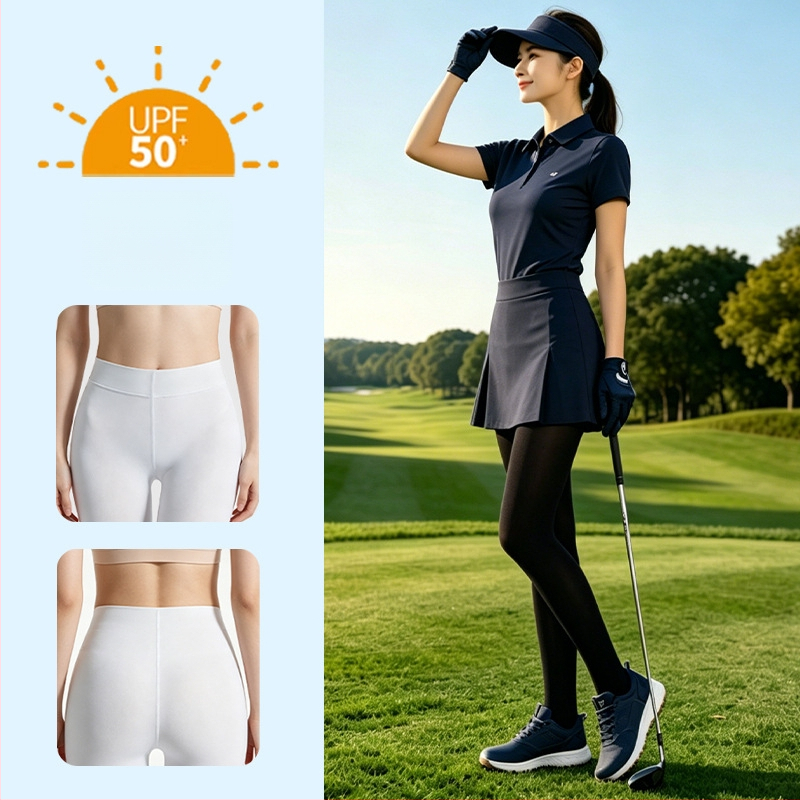 Șosete pantyhose de golf pentru exterior cu protecție solară UPF 50+, subțiri pentru vară, netezesc pielea, fără cusături