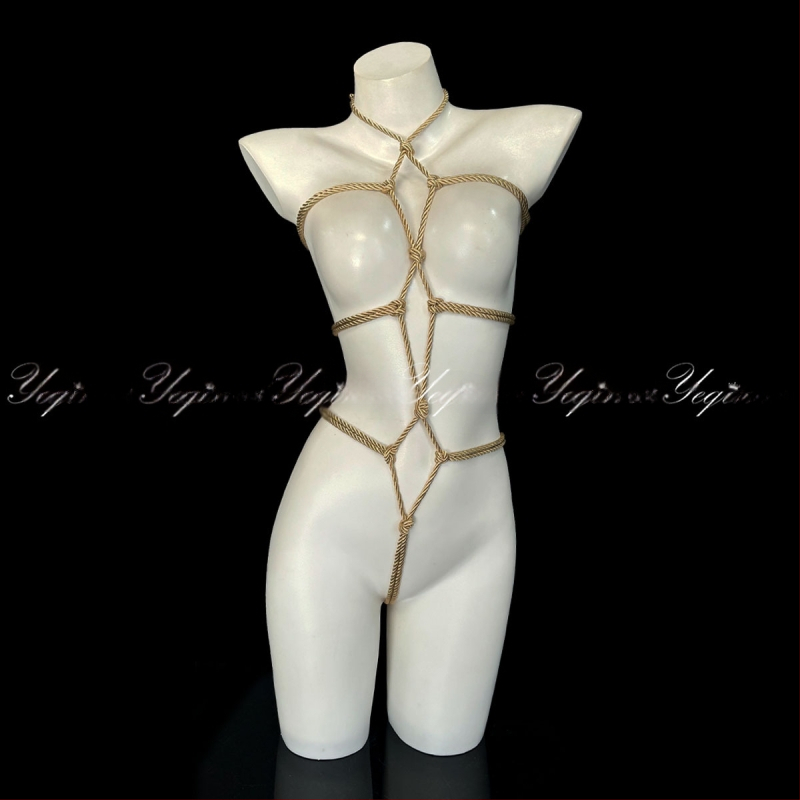 Set de lenjerie erotică pentru cupluri, cu deschidere între picioare, bodysuit bondage cu funie 7815