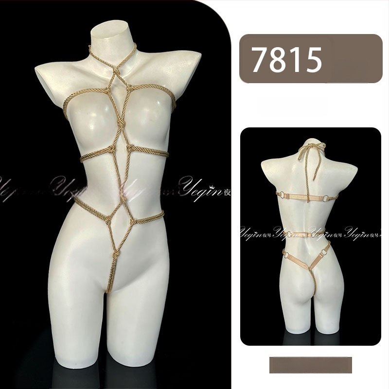 Set de lenjerie erotică pentru cupluri, cu deschidere între picioare, bodysuit bondage cu funie 7815