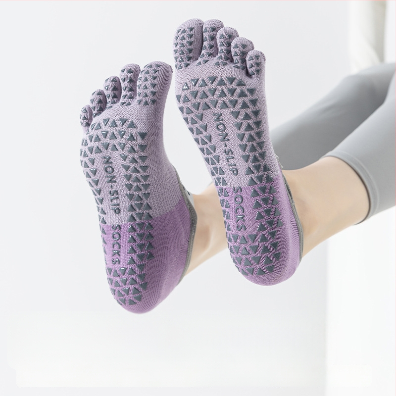 Șosete de yoga pentru femei cu degete separate, Pilates, vară ușoare, model color-block, antiderapante