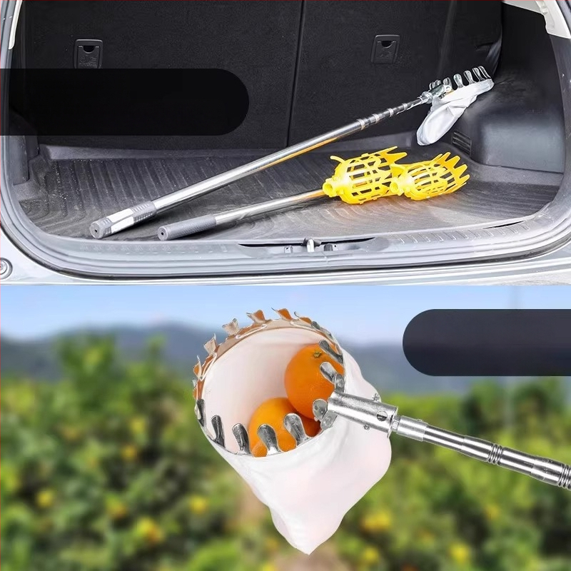 Colector de fructe din oțel inoxidabil, multifuncțional pentru ramuri înalte, destinat agriculturii și utilizării în aer liber