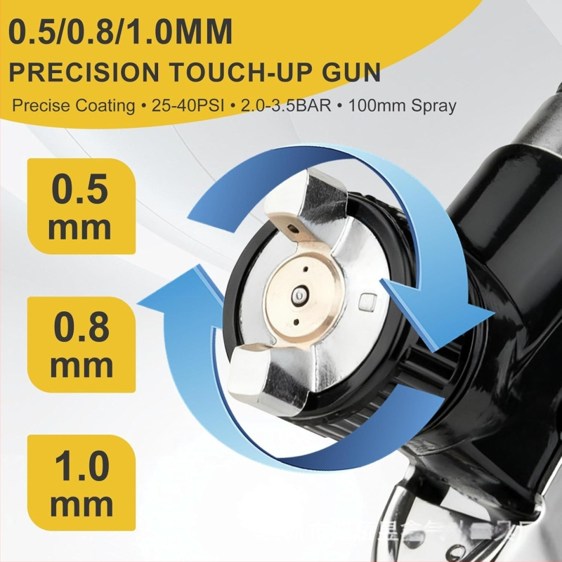 Pistol pneumatic de reparații, tip gravitațional, calibru mic, ceață fină, pentru haine din piele, articole din piele și vopsea auto