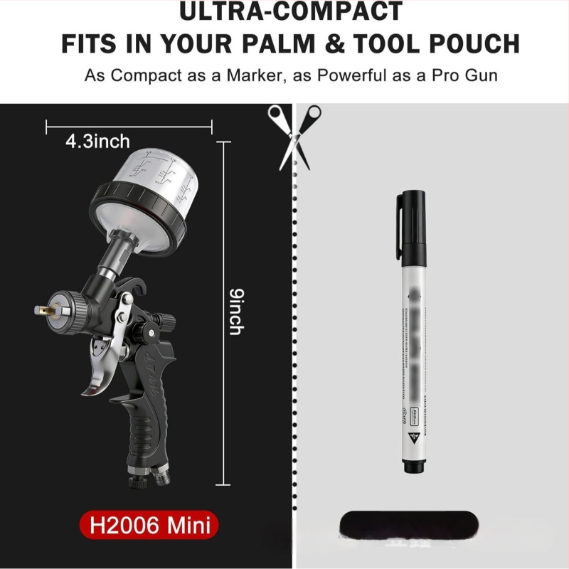 Pistol pneumatic de reparații, tip gravitațional, calibru mic, ceață fină, pentru haine din piele, articole din piele și vopsea auto