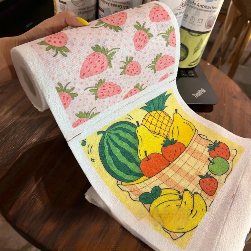 Prosop de bucătărie în stil Insta, ruptură manuală, dual pentru uscat și umed, model desenat manual