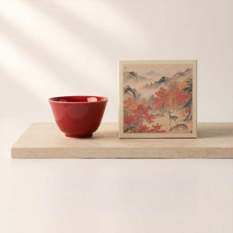 Ceșcuță de ceai din porțelan cu glazură roșie, stil chinezesc, ceramică coaptă la temperaturi înalte, ceașcă individuală pentru uz zilnic