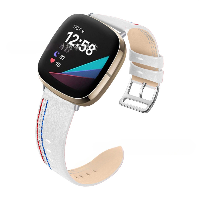 Brățară din piele cu trei cusături pentru Fitbit Versa 3/Sense