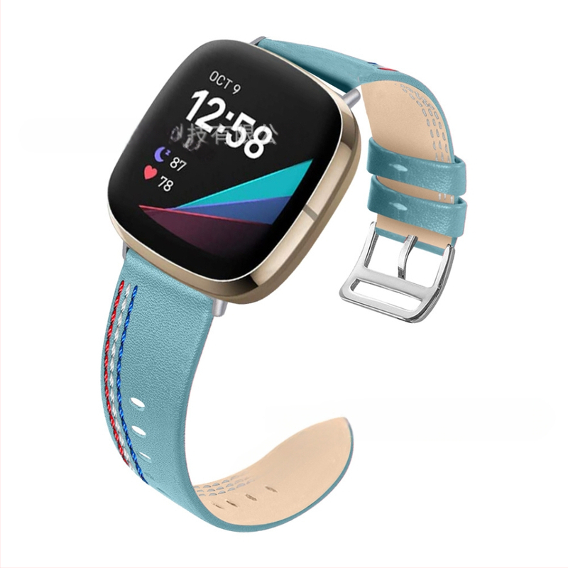 Brățară din piele cu trei cusături pentru Fitbit Versa 3/Sense