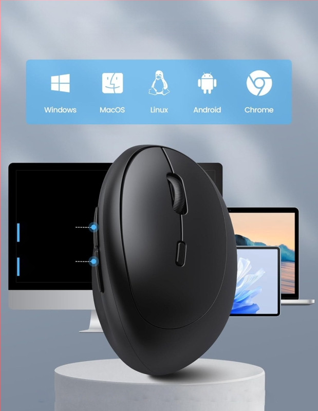 Mouse vertical ergonomic, în formă de ou, Bluetooth, încărcare duală, funcționare silențioasă