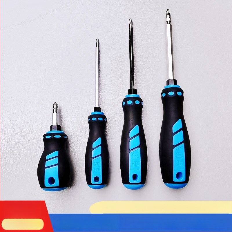 Șurubelniță duală magnetic izolat, tijă scurtă subțire, cap dublu, mâner PC+TPR, oțel crom-vanadiu
