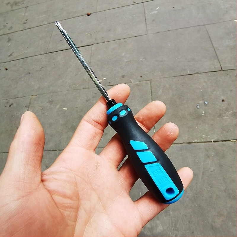 Șurubelniță duală magnetic izolat, tijă scurtă subțire, cap dublu, mâner PC+TPR, oțel crom-vanadiu