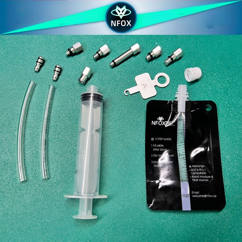 NFOX set de 14 unelte pentru schimbul de ulei pentru biciclete și trotinete electrice, aliaj de aluminiu, frâne hidraulice cu disc, purjare lichid frână