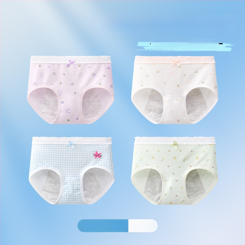 Chiloți menstrual pentru fete, antibacteriali, protecție împotriva scurgerilor, croială triunghiulară, 10A