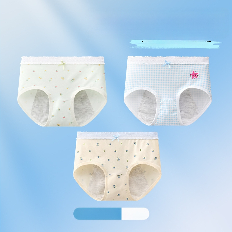 Chiloți menstrual pentru fete, antibacteriali, protecție împotriva scurgerilor, croială triunghiulară, 10A