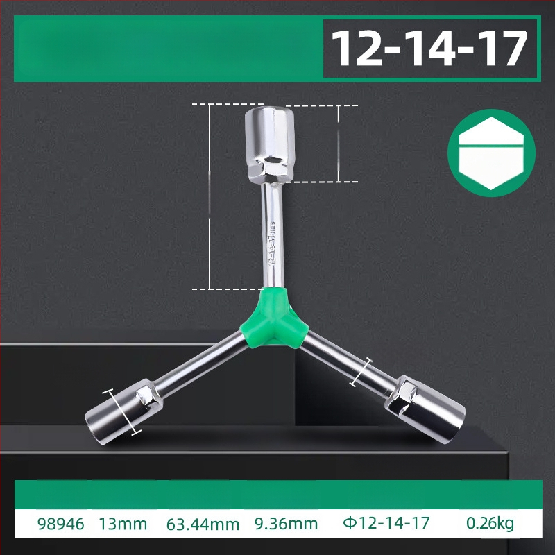 Topson Cheie cu priză hexagonal exterior, tip Y, prelungită, pentru reparații auto, manual, multifuncțional, economie de efort, cu trei brațe