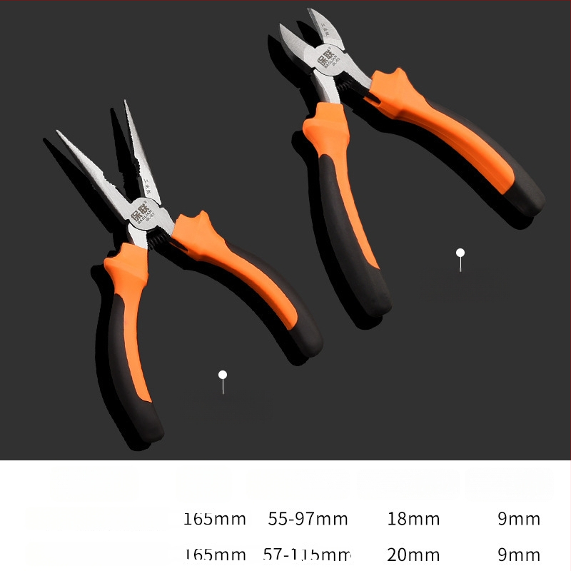 Baolian Clește de 8 inch cu vârf ascuțit, tăietor diagonal și tăietor de sârmă, pentru uz industrial, unealtă manuală multifuncțională
