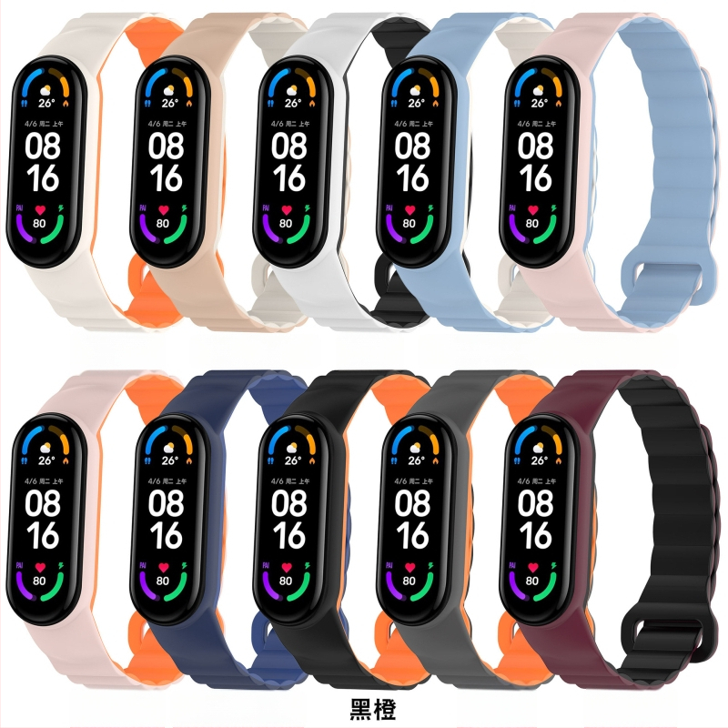 Двуцветен силиконов магнитен ремък за Xiaomi Mi Band 8/9, универсален M8/9, смарт гривна