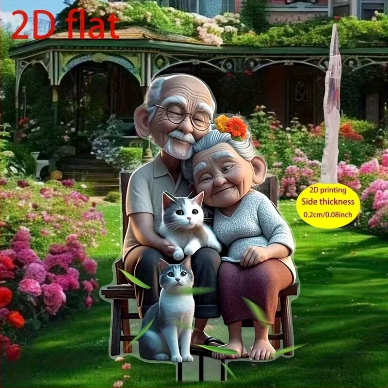 Câine drăguț sărutând micul stăpân — țăruș de grădină decorativ cu colector solar