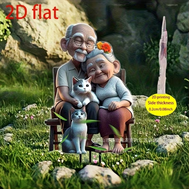 Câine drăguț sărutând micul stăpân — țăruș de grădină decorativ cu colector solar